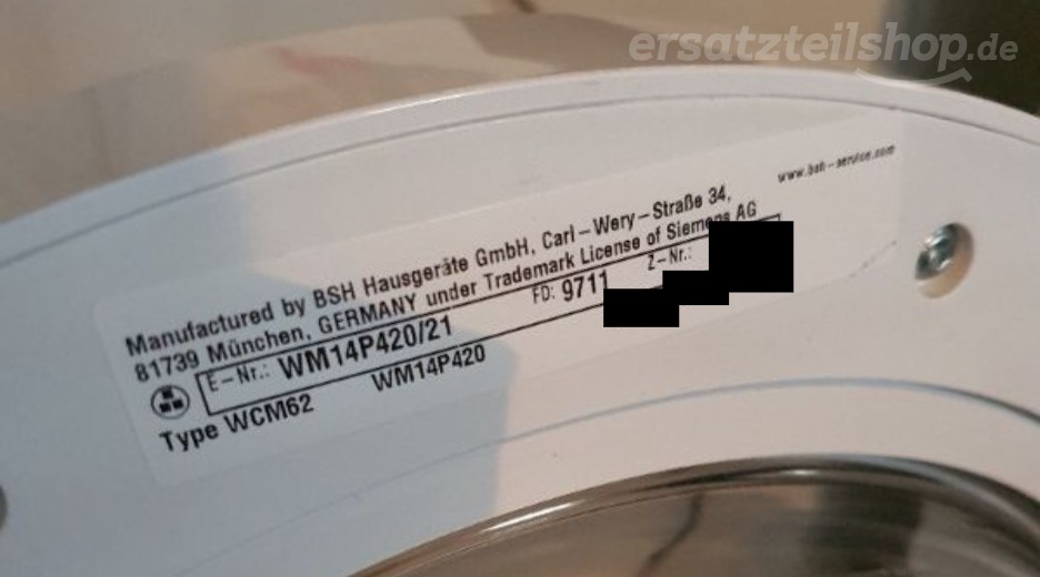 Typenschild Siemens WM14P420/21