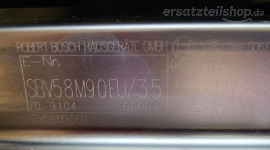 Typenschild Bosch SBV58M90EU/35