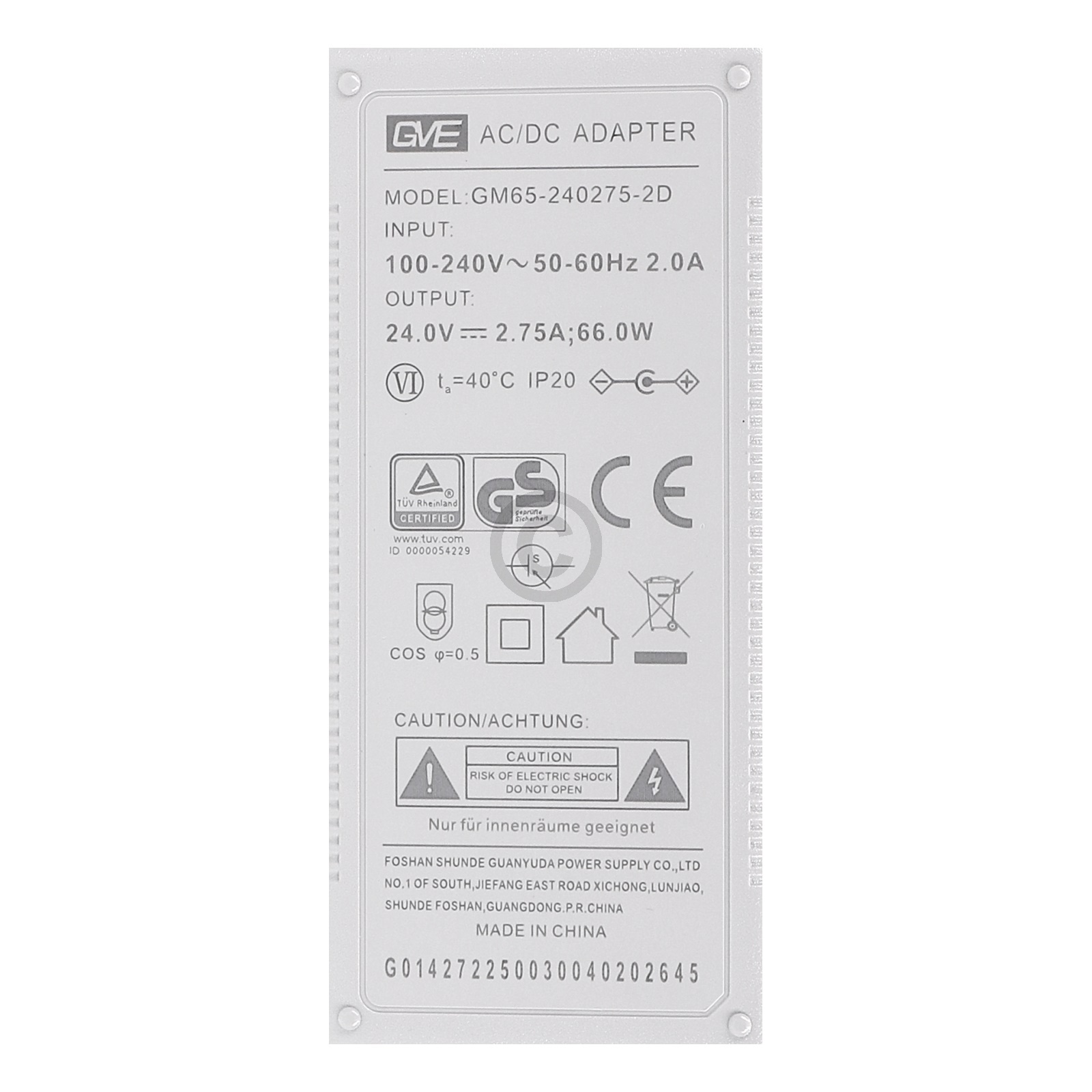 Netzadapter der Station Ecovacs 201-2250-0031 für Staubsauger-Roboter