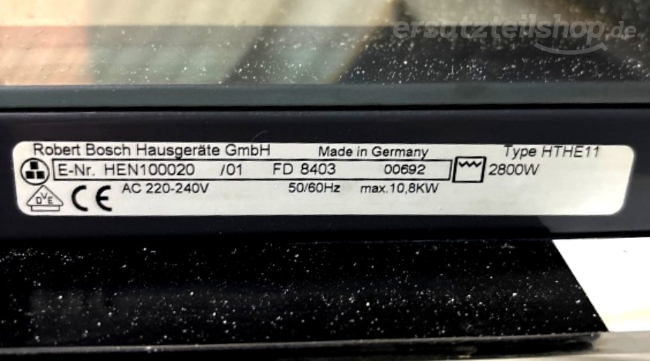 Typenschild Bosch HEN100020/01