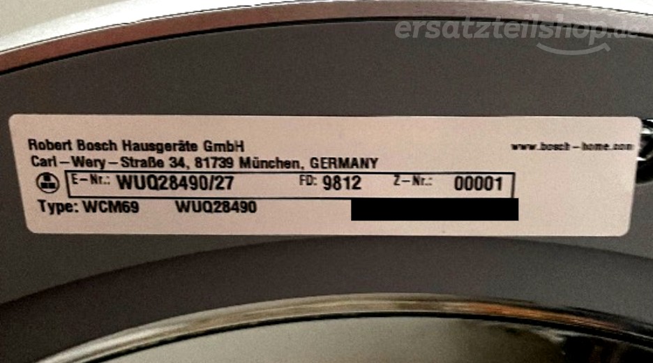 Typenschild Bosch WUQ28490/27