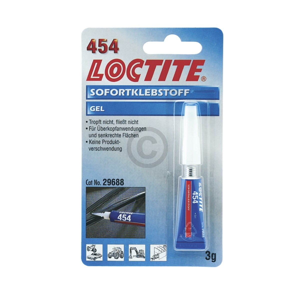 Sekundenkleber Gel LOCTITE 454 für senkrechte Flächen und über Kopf Anwendung 3g