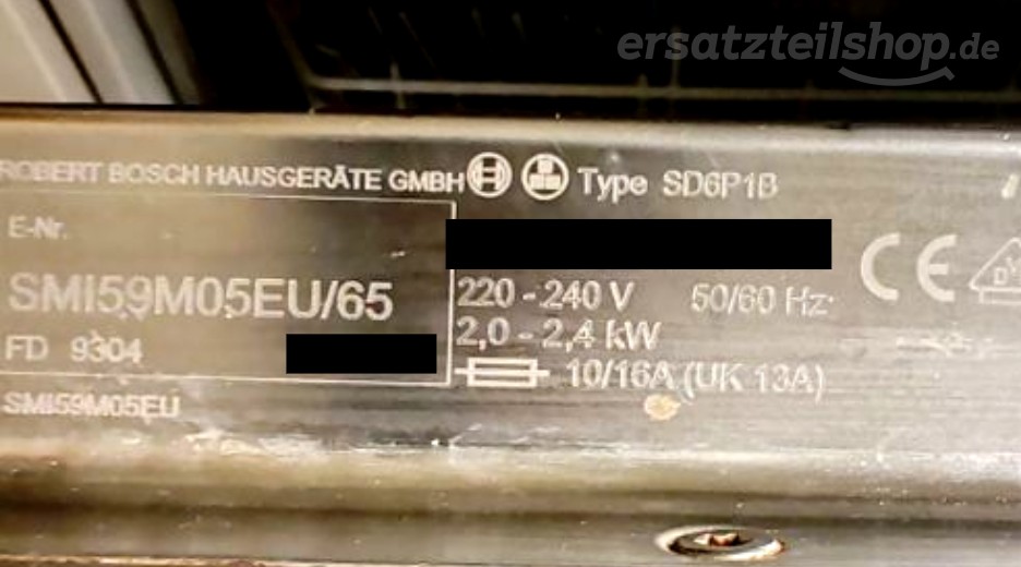 Typenschild Bosch SMI59M05EU/65