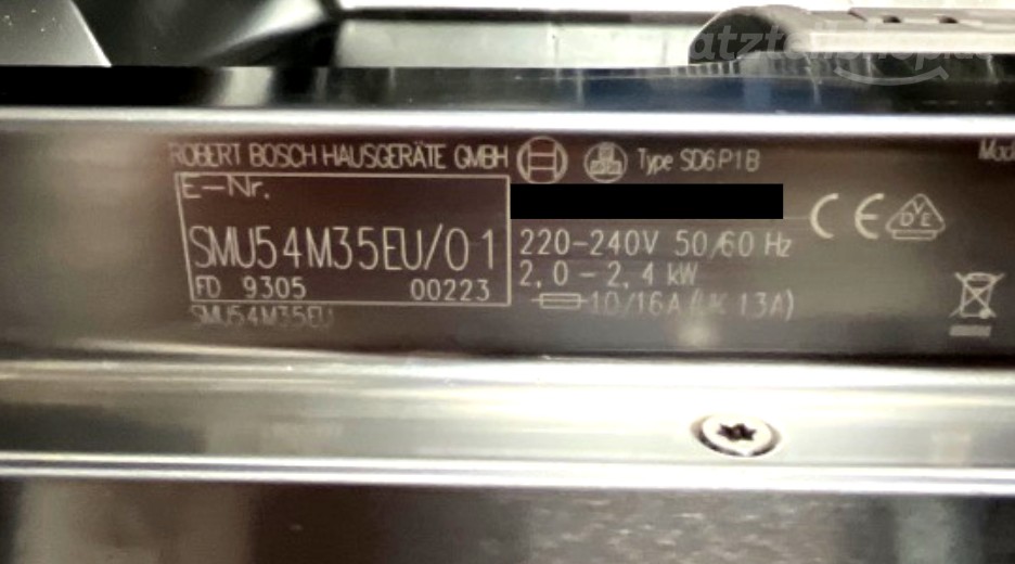 Typenschild Bosch SMU54M35EU/01