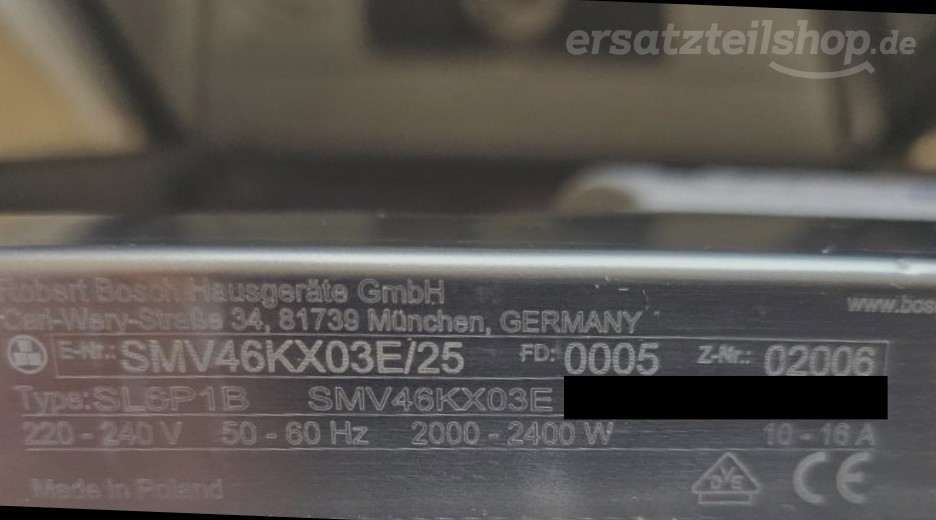 Typenschild Bosch SMV46KX03E/25