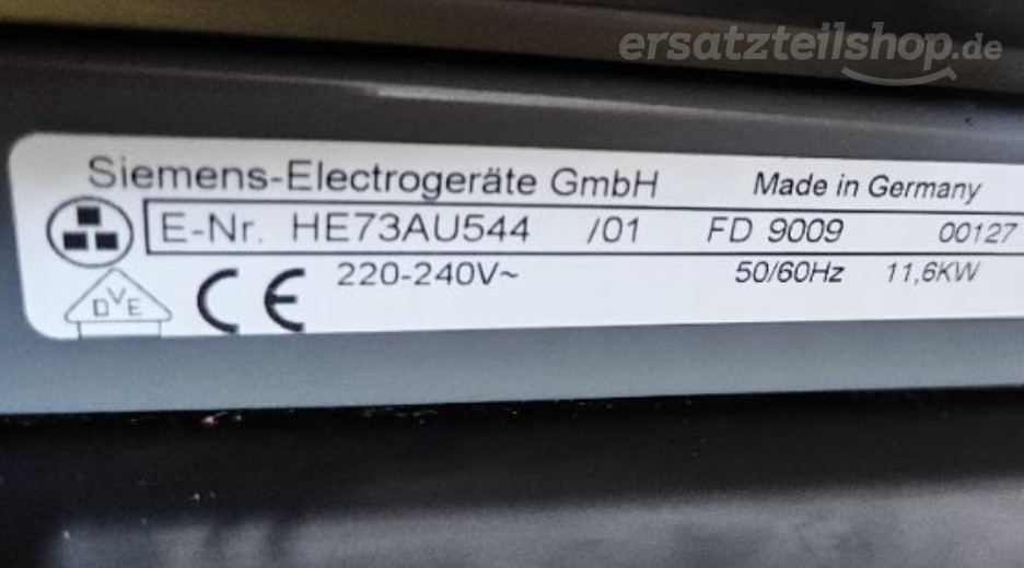 Typenschild Siemens HE73AU544/01
