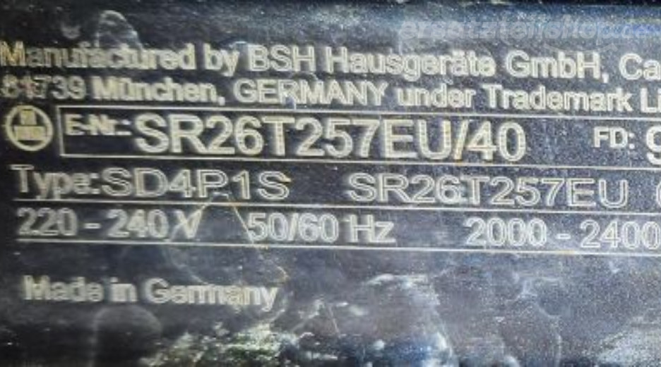 Typenschild Siemens SR26T257EU/40