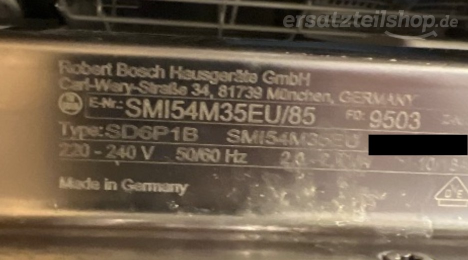 Typenschild Bosch SMI54M35EU/85