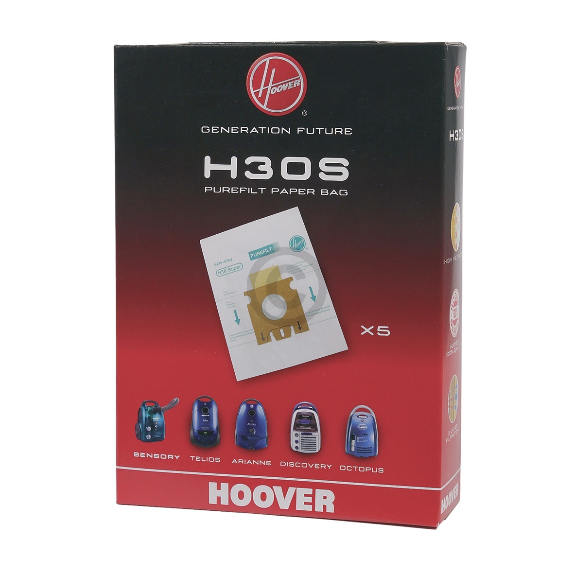 Filterbeutel HOOVER 09178278 H30S für Staubsauger 5Stk
