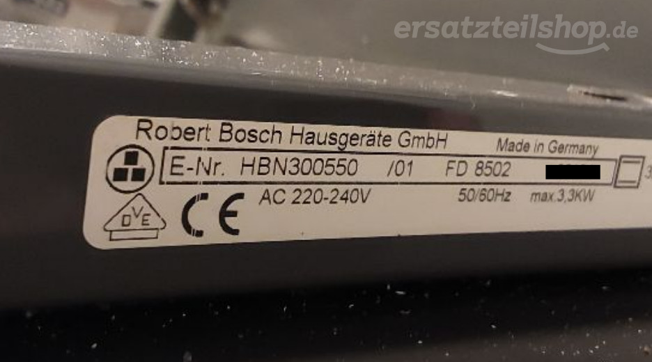Typenschild Bosch HBN300550/01