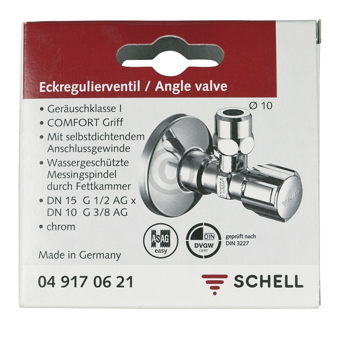 Eckventil 1/2"x10mm selbstdichtend für Armatur