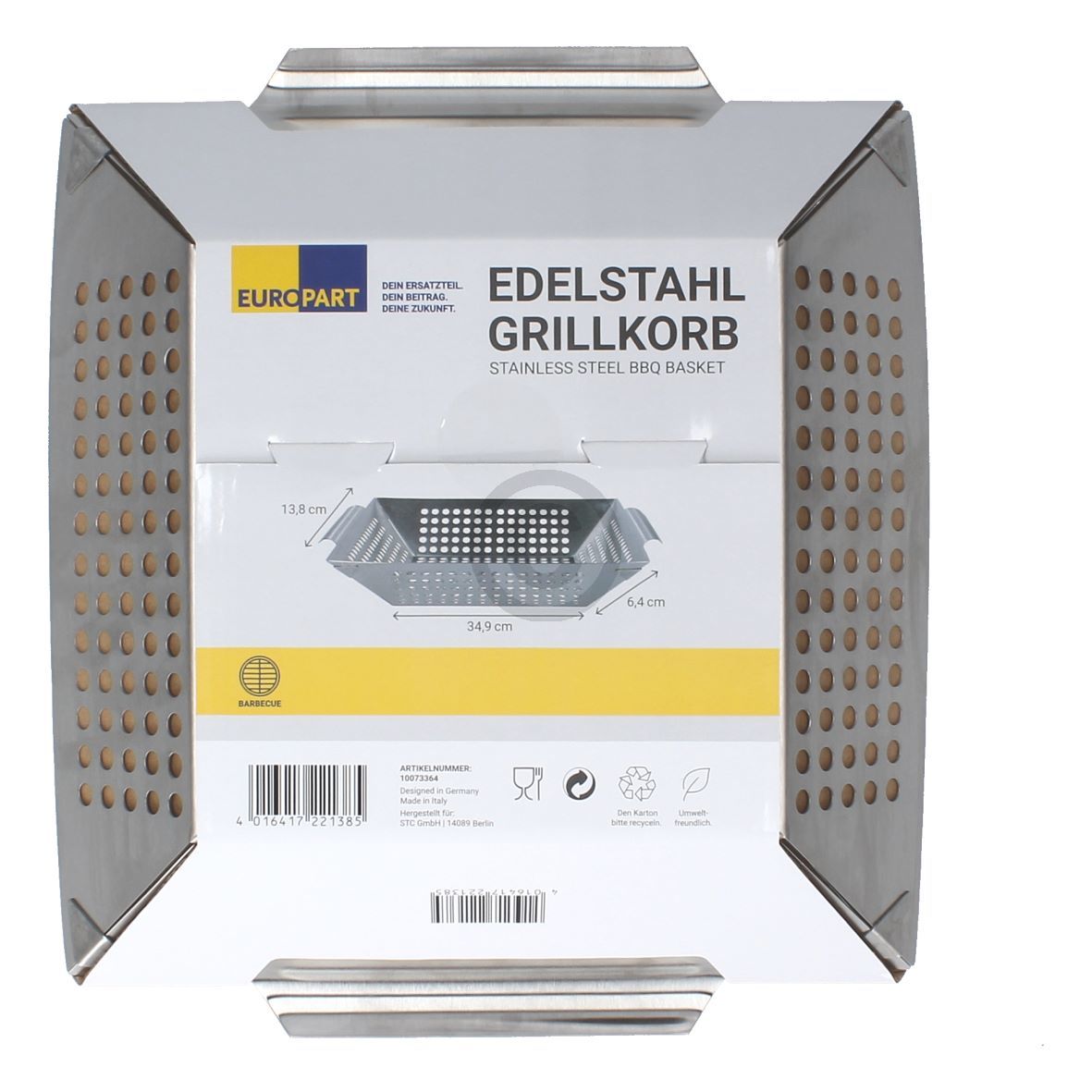 Edelstahl Grillkorb 345x300x64mm für BBQ Gasgrill Holzkohlegrill