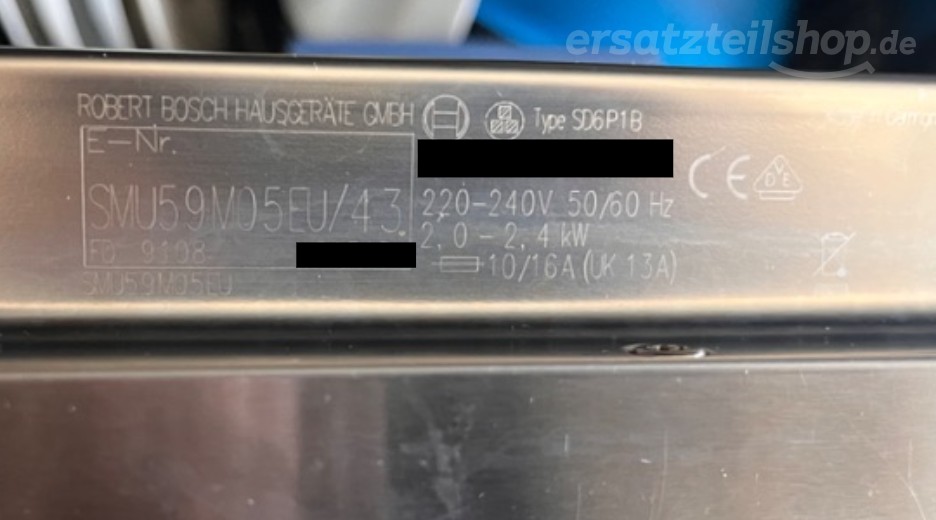 Typenschild Bosch SMU59M05EU/43