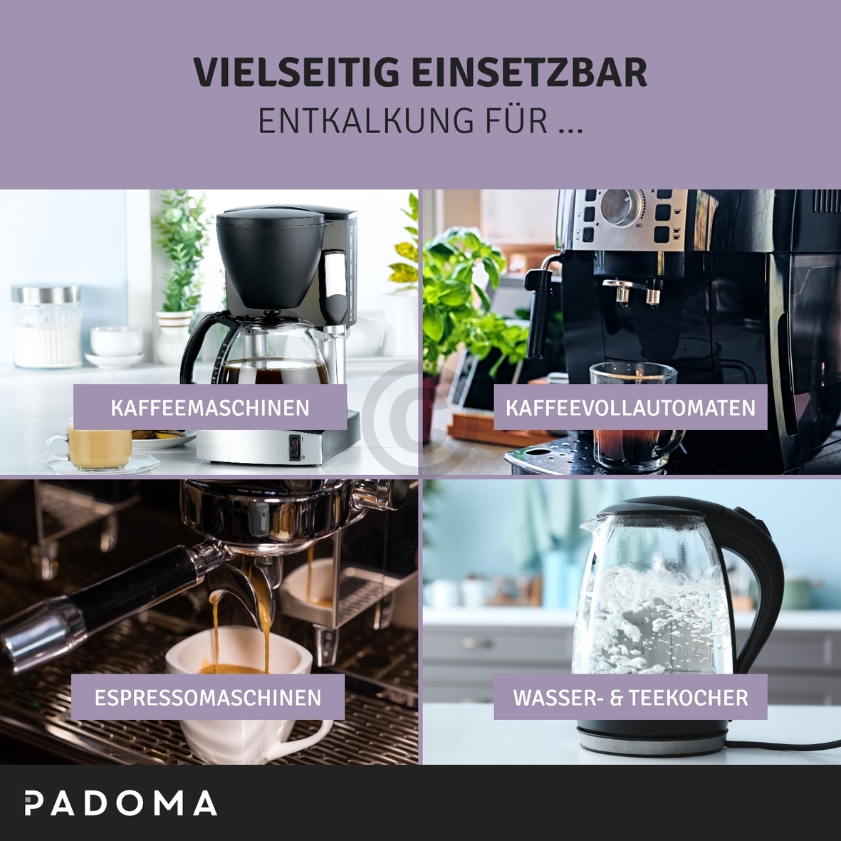 Flüssigentkalker PADOMA 10090133 für Kaffeemaschine Wasserkocher 1000ml