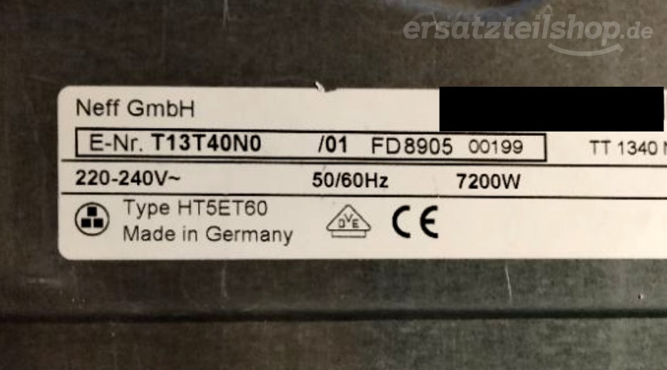 Typenschild Neff T13T40N0/01