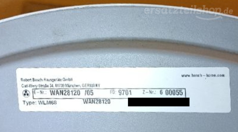 Typenschild Bosch WAN28120/05