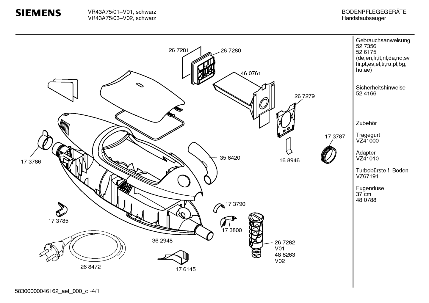 Ersatzteile_CONVERTO_D_1300W_VR43A75_2F03_Bild_1