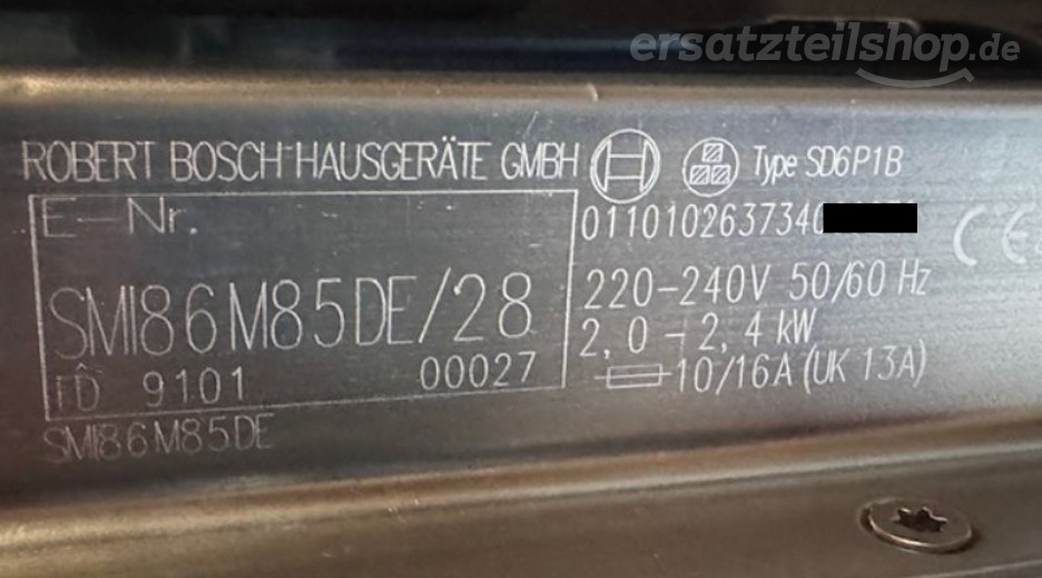 Typenschild Bosch SMI86M85DE/28