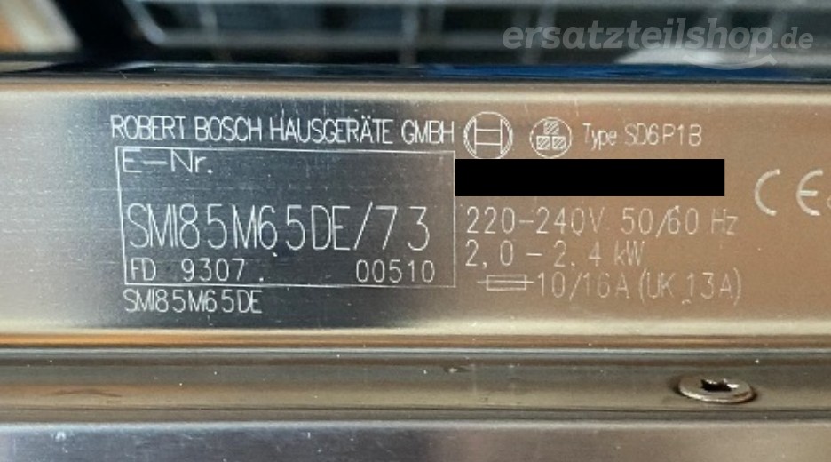 Typenschild Bosch SMI85M65DE/73