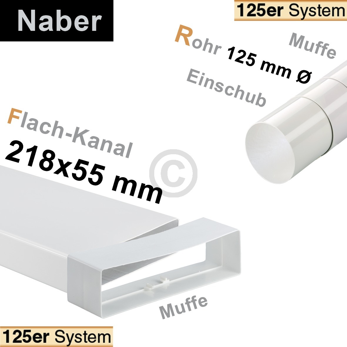 Kanalbogen 125erF 90° horizontal