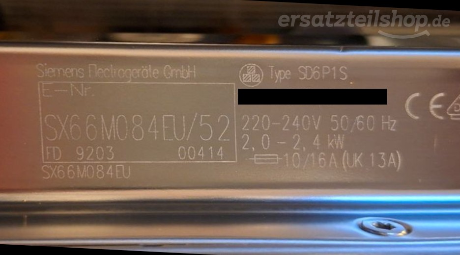 Typenschild Siemens SX66M084EU/52