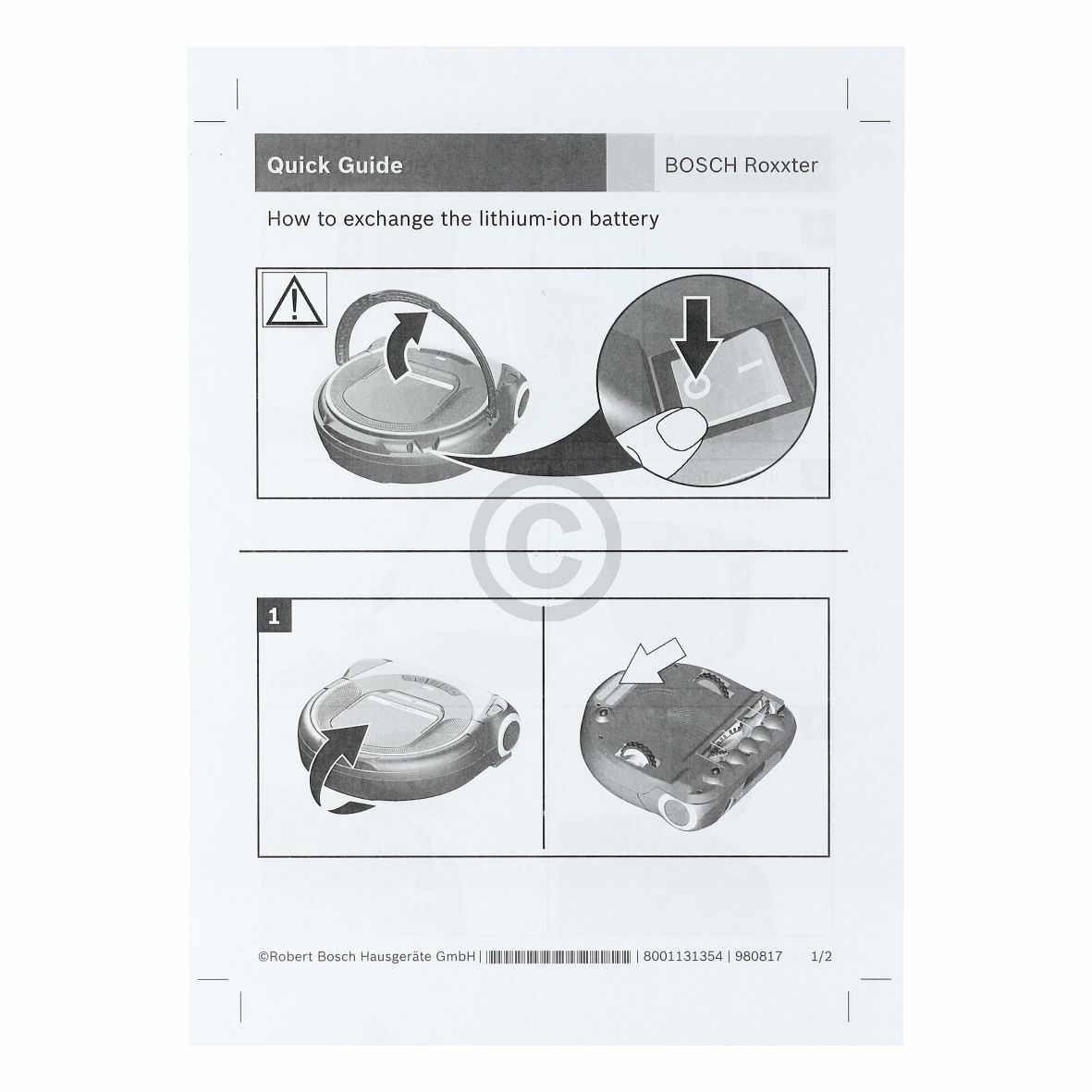 Akku Bosch 12025750 für Roxxter Serie 6 + 8 Saugroboter