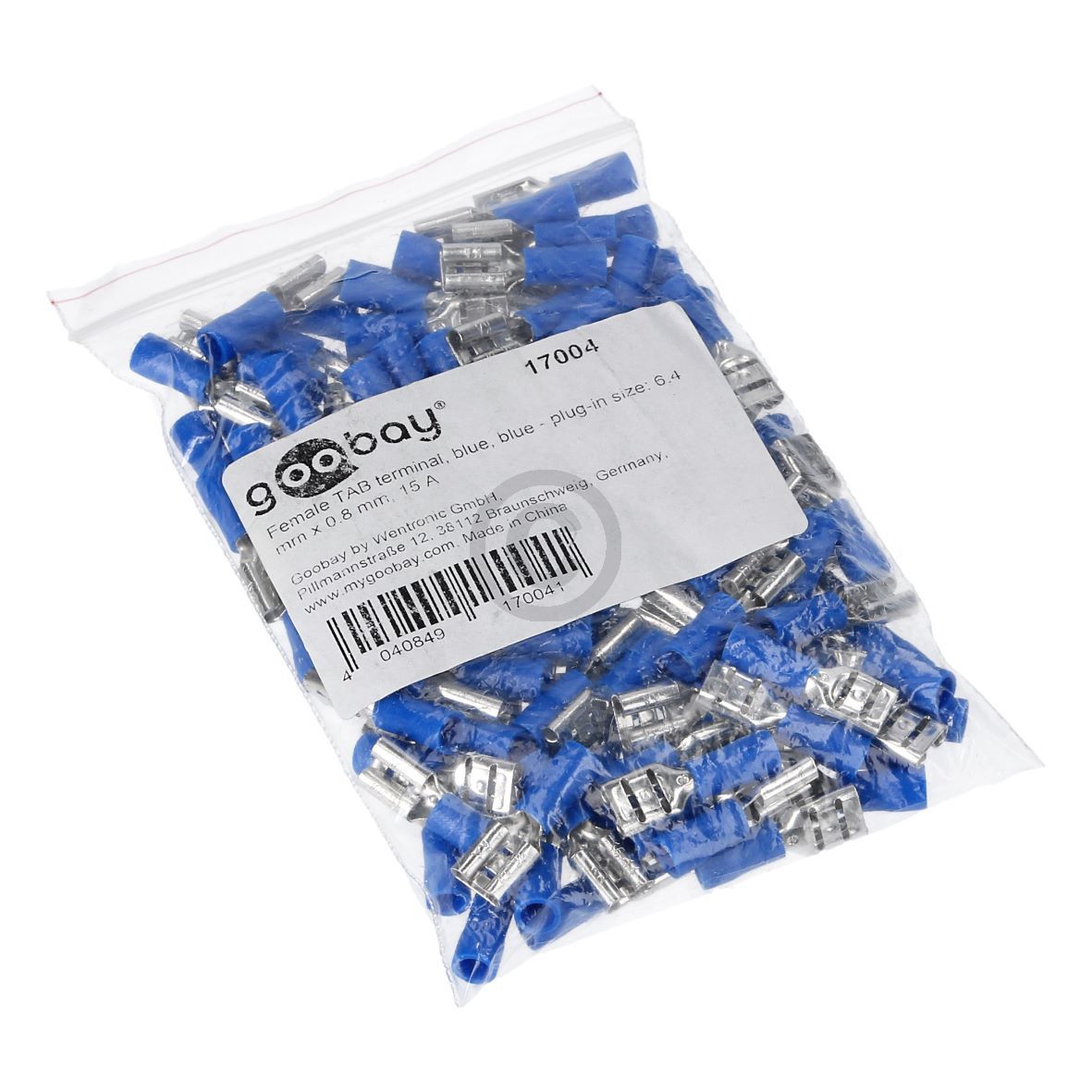 Goobay Flachsteckhülsen blau 6,3mm für 1,5 - 2,5 mm² Aderquerschnitt 100Stk