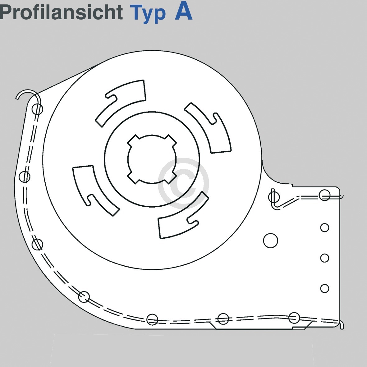Querstromlüfter 120mm TypA Motor links QLZ06