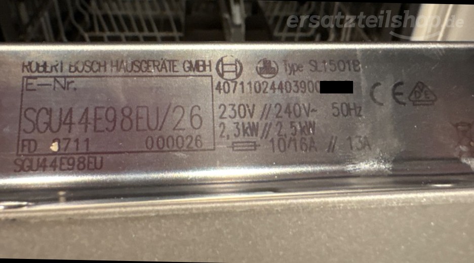 Typenschild Bosch SGU44E98EU/26