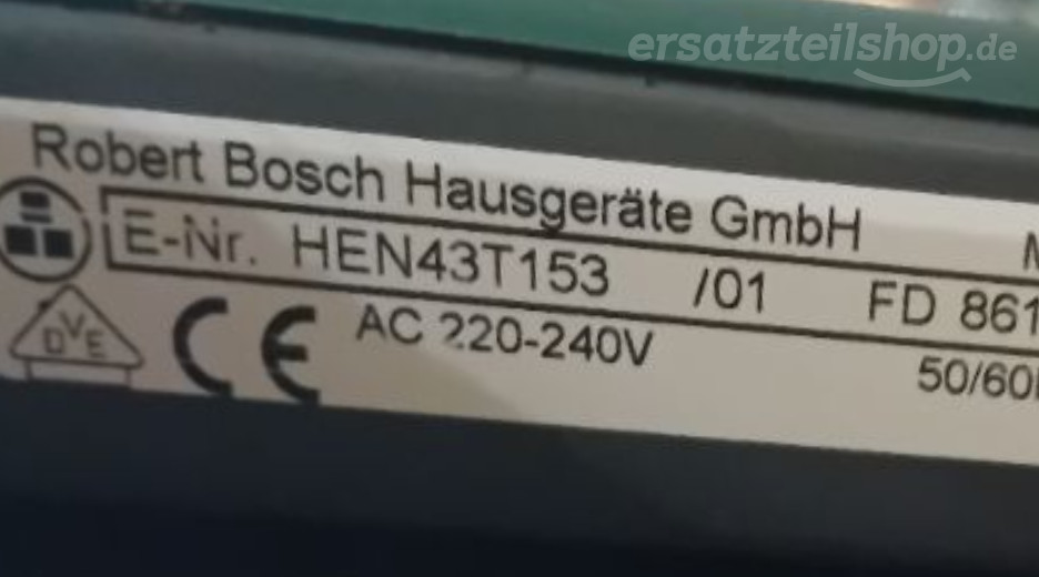 Typenschild Bosch HEN43T153/01