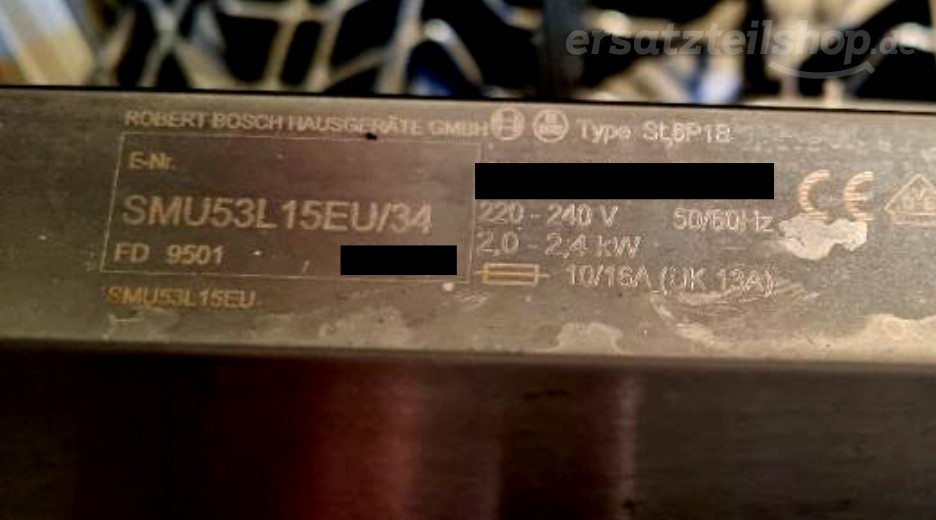 Typenschild Bosch SMU53L15EU/34