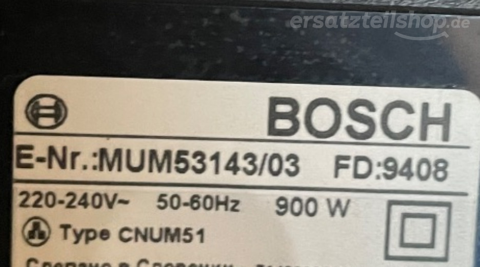 Typenschild Bosch MUM53143/03