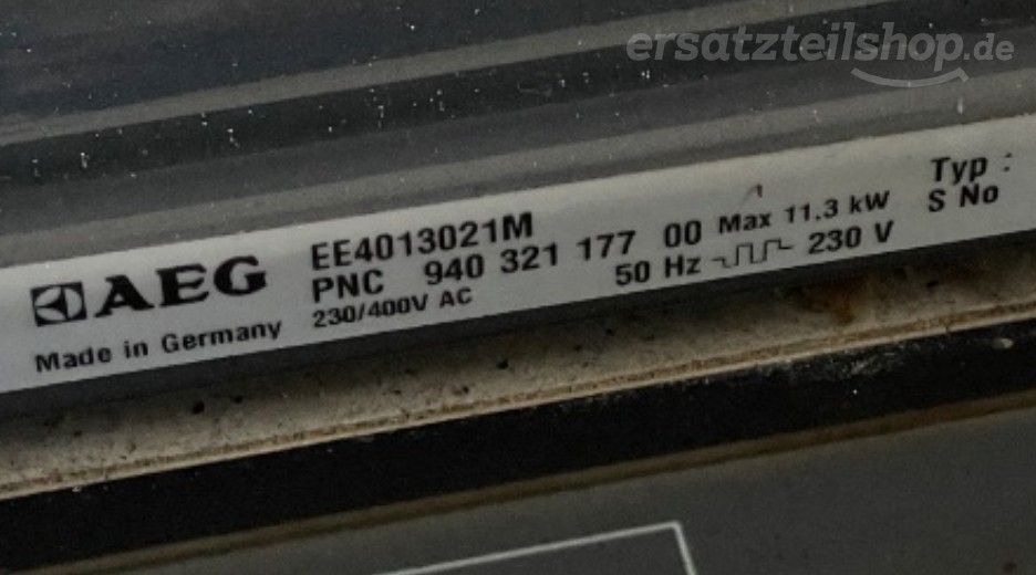 Typenschild AEG EE4013021M 94032117700