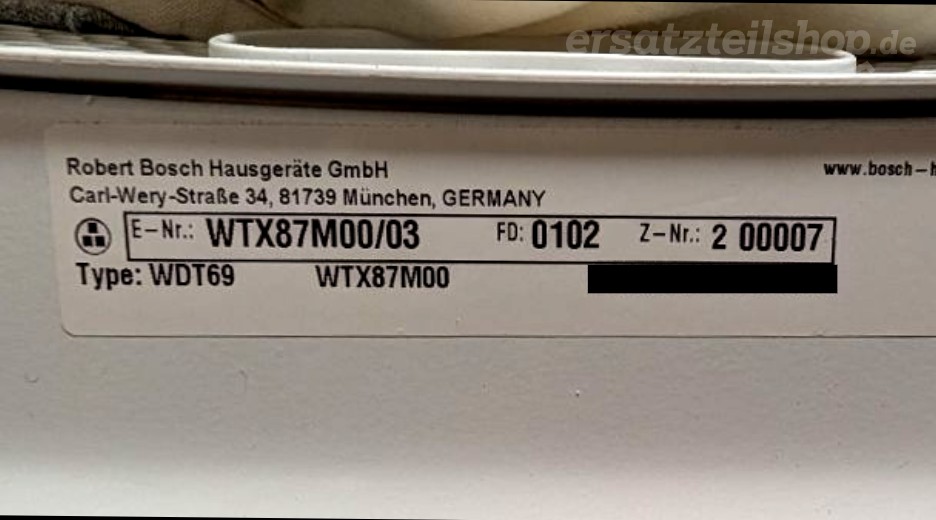 Typenschild Bosch Sonicare ProtectiveClean 5100 WTX87M00/03