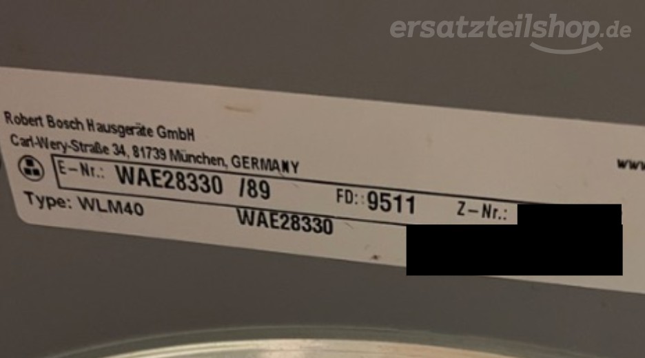 Typenschild Bosch WAE28330/89