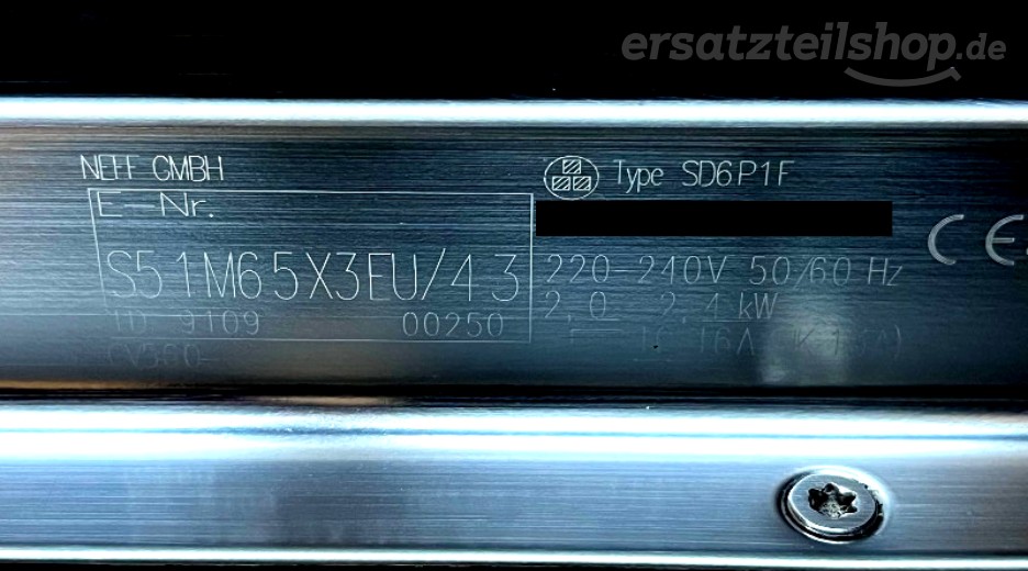 Typenschild Neff S51M65X3EU/43