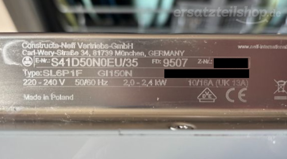 Typenschild Neff S41D50N0EU/35