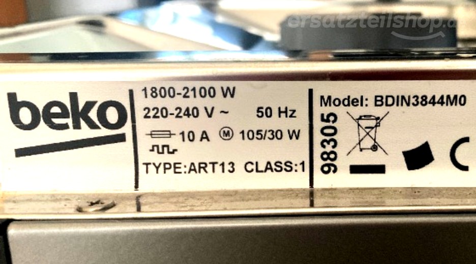 Typenschild Beko BDIN3844M0 BEKO 7687101677