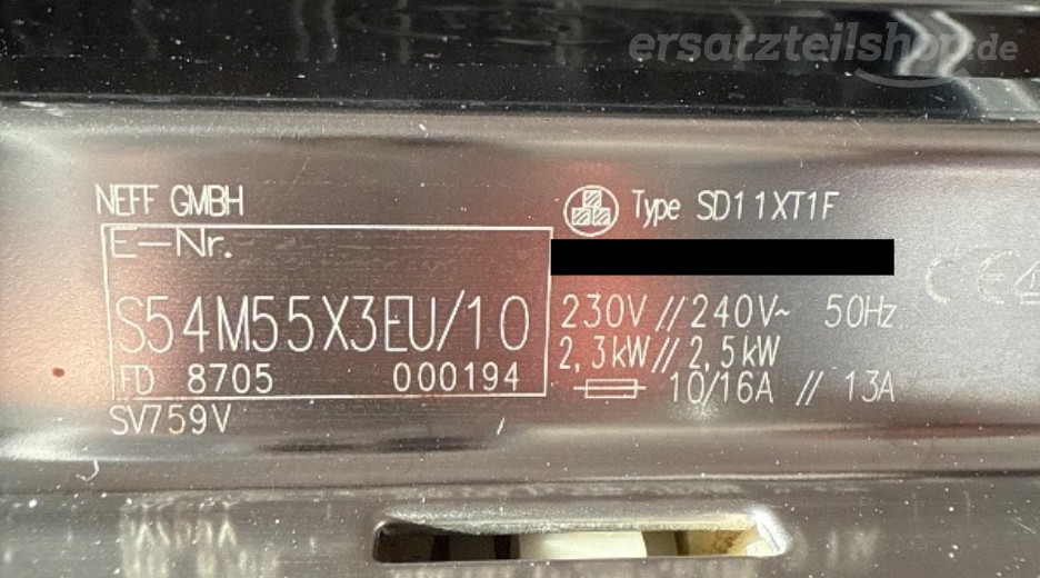 Typenschild Neff S54M55X3EU/10