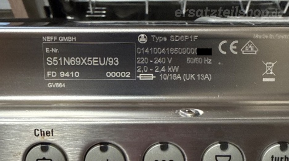 Typenschild Neff S51N69X5EU/93