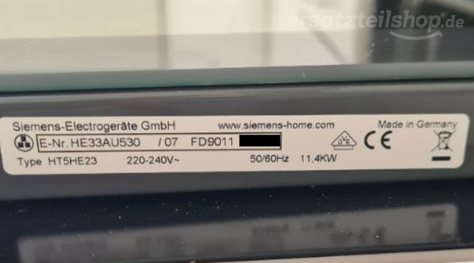 Typenschild Siemens HE33AU530/07