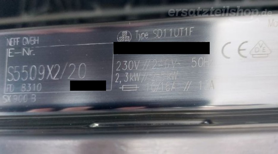 Typenschild Neff SX 900 A S5509X2/20