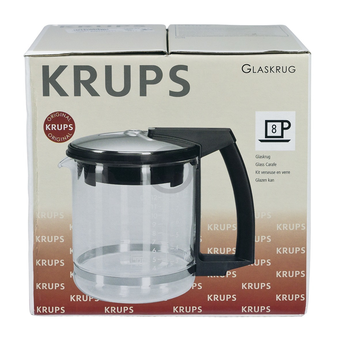 Glaskanne KRUPS F0464210F mit Filter und Deckel für Filterkaffeemaschine Druckbrühautomat