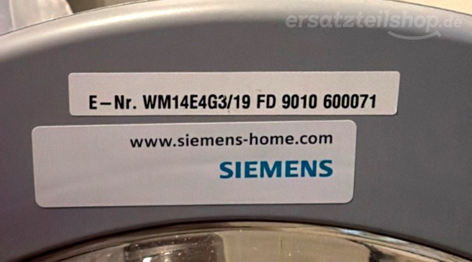 Typenschild Siemens WM14E4G3/19