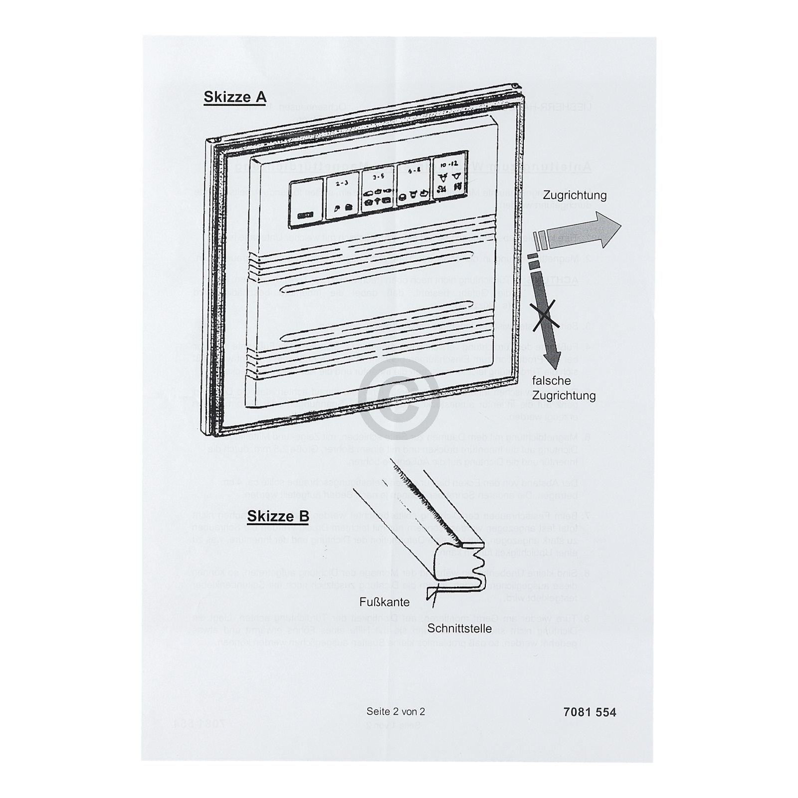 MAGNETTUERDICHTUNG Liebherr 7109345 für Gefrierschrank