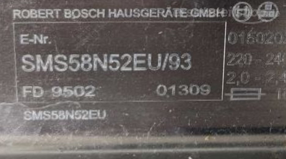 Typenschild Bosch SMS58N52EU/93