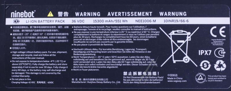 Akku Zubehörpaket Segway-Ninebot AB.00.0021.88 für E-Scooter Max Serie
