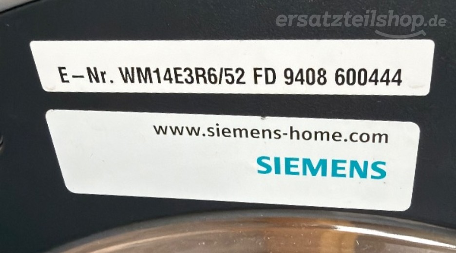 Typenschild Siemens WM14E3R6/52