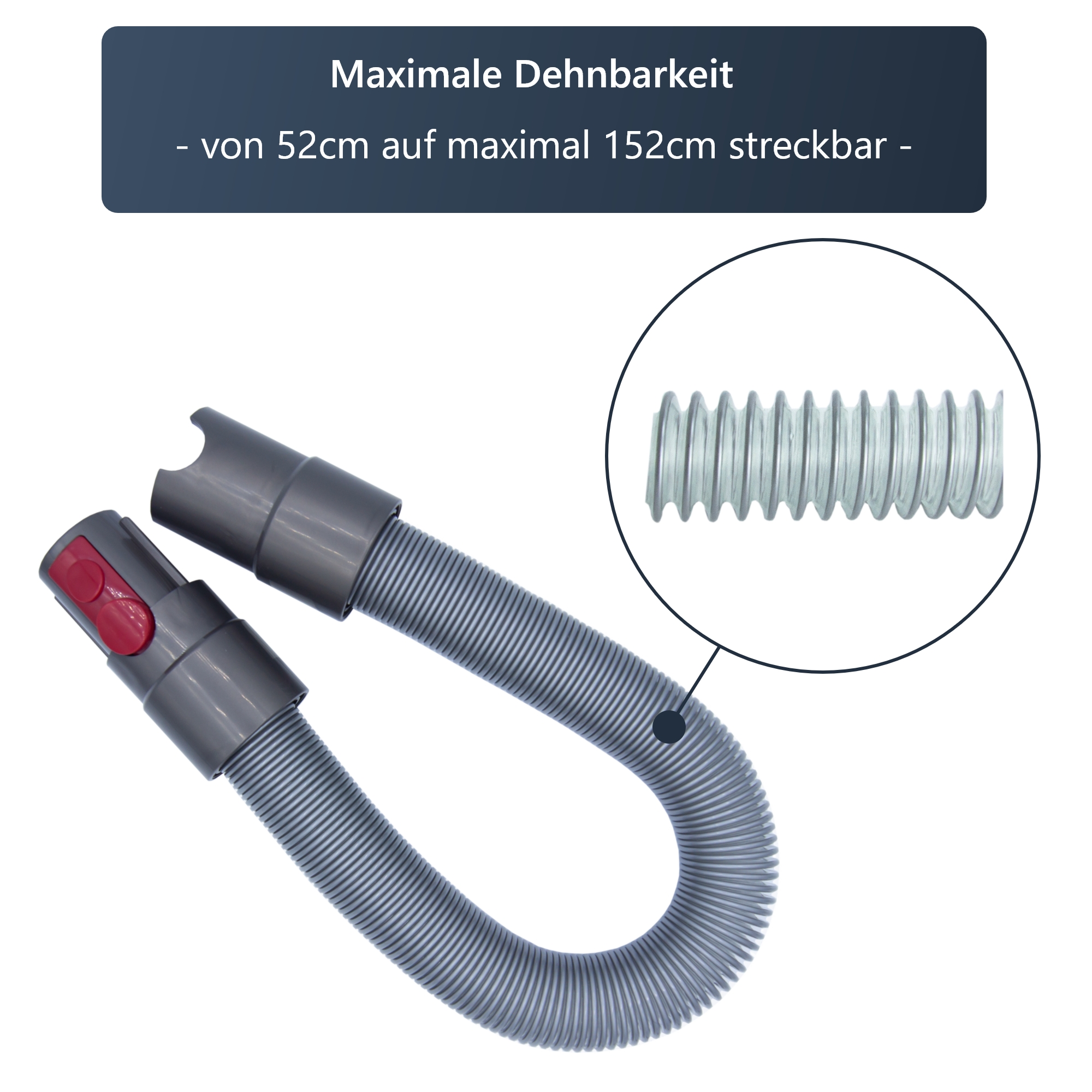 Stretch Verlängerungsschlauch für Dyson V7 V8 V10 SV10 SV11 - Staubsauger Zubehör mit Quick Release wie 967764-01