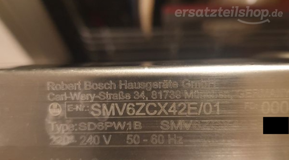 Typenschild Bosch SMV6ZCX42E/01